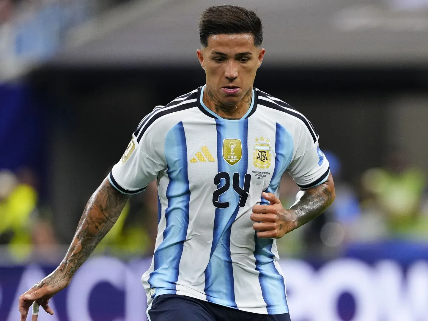 Foto: Enzo Fernández, en un partido del Mundial. (AFP7)